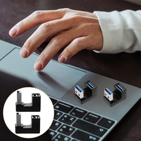 Hemoton 2pcs USB 3.0 Male to Female Right Angle Adapter 10gbps Black in Saudi Arabia
