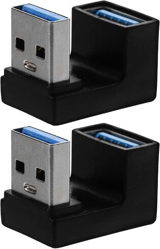 Homoyoyo 2pcs USB 3.0 Black Male to Female 10gbps Right Angle Adapter in Saudi Arabia