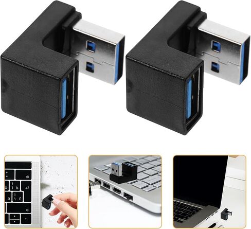Homoyoyo 2pcs USB 3.0 Black Male to Female 10gbps Right Angle Adapter in Saudi Arabia