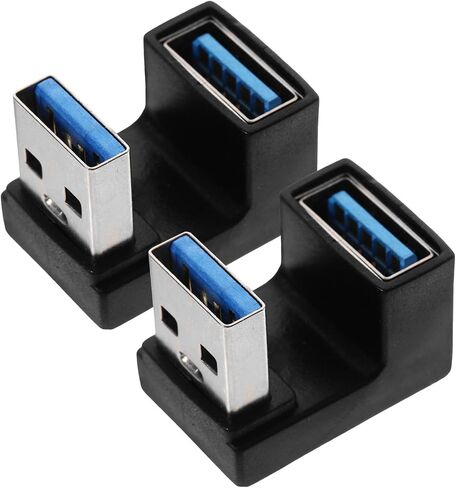 2pcs USB Angled Adapter 90 Degree USB a Male to Female 10gbps Black in Saudi Arabia