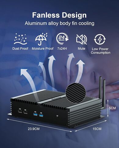Industrial Mini PC Core i7 8550U, Win11 Pro Fanless Mini PC Dual NIC 2.5gb in Saudi Arabia