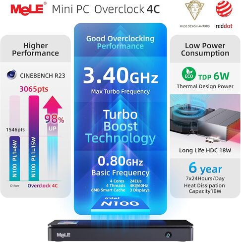 MeLE Business Grade Overclock 4C Slim Mini PC N100 (0.8-3.4GHz) 16GB 512GB in Kuwait