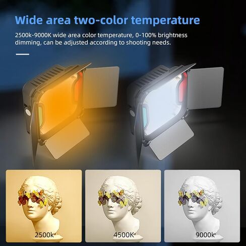 LED Video Light Panel Photography Fill Lighting Dimmable CRI95 Plus Portable Cordless with Barn Door Magnetic Bracket for Vlog Live Streaming Video Recording Studio in Kuwait