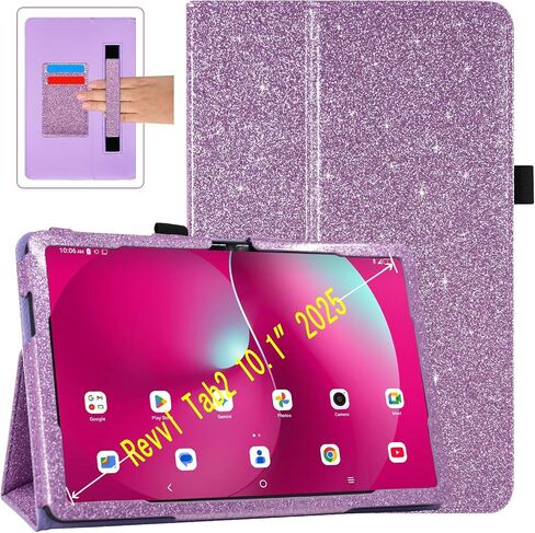 ACdream Case for Revvl Tab 2 10.1" Tablet 2025 Model:9185W(NOT FIT 2023 Revvl Tab 5G 10.36"), Folio Protective Slim Cover Leather Case,Magnetic Closure, Hand Strap, Card Slots, Glitter Purple in Saudi Arabia