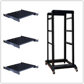 27U 4 Post Open Frame 19inch Server/Audio Networking Data Steel Rack Deep 17inch (27U 17inch deep with 3 Shelves) in Kuwait