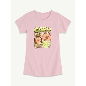 Old Navy CapyFun Capbybara Boba Shop Short Sleeve T-Shirt For Toddler - Heather Pink in Kuwait