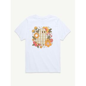 Old Navy Ghost Pattern Florals Short Sleeve T-Shirt For Toddler - White in Kuwait