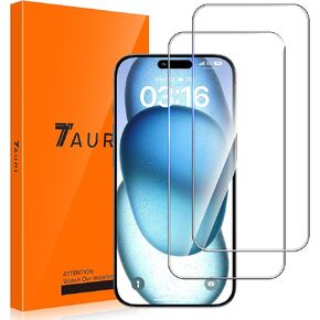 TAURI 2 Pack for iPhone 15/iPhone 15 Pro Screen Protector Tempered Glass, Sensor Protection, Dynamic Island Compatible, Case Friendly, 6.1" in Saudi Arabia