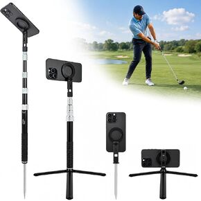 Golf Tripod & Monopod Golf Swing Phone Holder 47" Aluminum Alloy Selfie Stick for Golf Training Aid 7.8" Stainless Steel Ground Spike 12" Detachable Tripod, Indoor Outdoor, Fits Phone Camera GoPro in Saudi Arabia