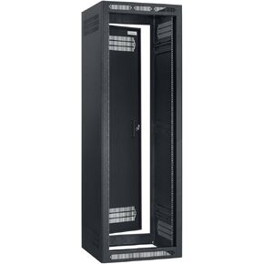 Lowell LER-3522 LER Series 35U x 22 Inches Deep Enclosed AV Rack with Rear Door; Configurable Top with 7U Opening for 19 Inches Panels; Welded Sides with Vents; Black Finish in Saudi Arabia