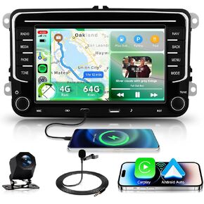 4+128G for VW Passat Jetta Tiguan Golf MK5 MK6 T5 EOS Polo Car Stereo with Wireless Carplay/Android Auto, 9'' IPS Touchscreen Android 15 Car Radio Support 5Ghz-WiFi BT5.0 GPS FM/RDS SWC Backup Camera in Saudi Arabia