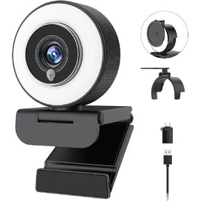 Angetube 4K Webcam with Ring Light, Computer Web Camera for Desktop, Laptop in Saudi Arabia