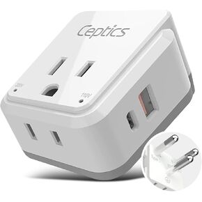 Ceptics Thailand Travel Adapter Set, 20W PD & QC, Type O - 3.1A - 4 in 1-2 USA Inputs, 1 USB Port, 1 USB-C Port - Compact, Powerful - Includes Type O Swadapt Attachments in Saudi Arabia