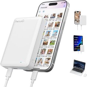 NEWQ 1TB External Hard Drive for iPhone, USB-C & Lightning Compatible Photo Storage Device, One-Click Backup Photos/Videos to Free Up Phone Space, Offline Transmission Support in Saudi Arabia