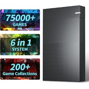 Kinhank 4tb Retro Game Hard Drive 6 Game System in 1 with 75000+ Games, Retro Game Consoles Compatible with 200+ Emulators, Portable Game Hard Drive Disk Compatible with Win 7/8/10/11 in Saudi Arabia