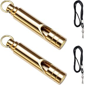 2PCS Brass Survival Whistles, 125dB Loud Emergency Whistle, Safety Whistle with Lanyard for Adults Hiking, Camping, Outdoor, Pet Training and Coaching in Saudi Arabia