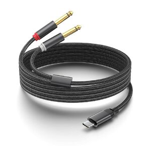 (3.3 Feet) USB C to Dual 6.35mm 1/4 inch Stereo Splitter Y Cable, USB Type C to Dual 6.35mm 1/4 inch TS Audio Cord for Smartphone, Tablet, Laptop Link Amplifier, Mixing Console Mixer, Speaker in Saudi Arabia