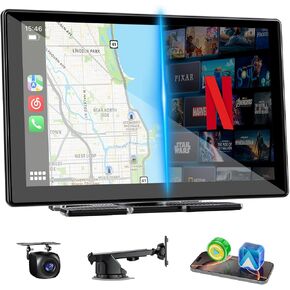 Upgraded 11" CarPlay Screen for Car, Built-in Net-Flix/YouTube/TikTok and Other Apps (No Mirroring Needed), Wireless Car Stereo for Apple Carplay & Android Auto with HD Backup Camera,OTA Updates in Kuwait