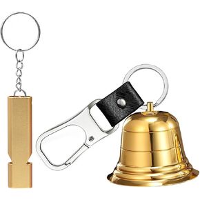 Loud Bear Bell with Whistle Set for Hikers, 2" Hiking Gear Solid Brass Bear Bells with Whistle and Carabiner for Hiking, Biking, Fishing, Climbing, Outdoor Camping Protection in Kuwait