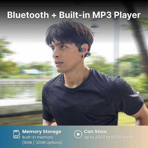 سماعات رأس Jabees 7Seven Bone Conduction للسباحة، IP68 مقاومة للماء تحت الماء، بلوتوث 6.0، مشغل MP3 سعة 8 جيجابايت، سماعات أذن رياضية مفتوحة مع ميكروفون للسباحة والجري وركوب الدراجات in Kuwait