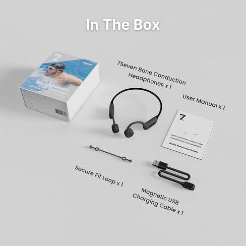 سماعات رأس Jabees 7Seven Bone Conduction للسباحة، IP68 مقاومة للماء تحت الماء، بلوتوث 6.0، مشغل MP3 سعة 8 جيجابايت، سماعات أذن رياضية مفتوحة مع ميكروفون للسباحة والجري وركوب الدراجات in Kuwait