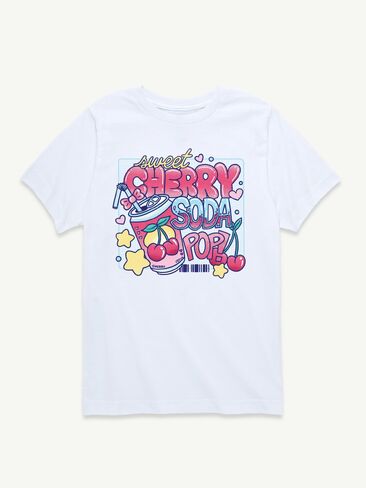 Old Navy Sweet Cherry Soda Pop T-Shirt For Girls - White in Kuwait