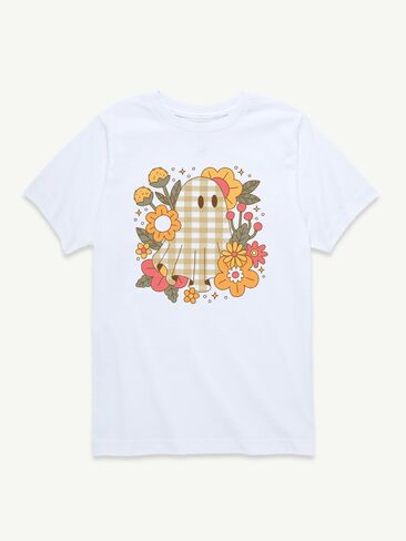 Old Navy Ghost Pattern Florals Short Sleeve T-Shirt For Toddler - White in Kuwait