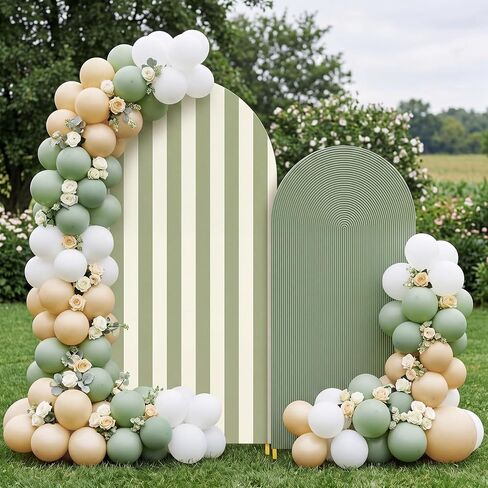 2 Set Striped Arch Backdrop Cover 7.2ft, 6.6ft, 145pcs Balloon, Blue in Saudi Arabia