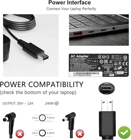 240W USB Tip Charger Compatible with MSI Raider GE76 GE66, Vector GP76 GP66, Stealth GS77, Katana 15 17, Creator Pro Z16P Z17, A20-240P2A A240A007P S93-0409410-C54 Laptop Power Adapter Cord in Saudi Arabia