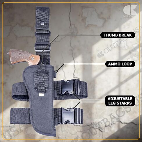 Nylon Thigh Holster with 6 Ammo Loops for Most 6.5-7" 6-Shot Revolvers by OUTBAGS USA in Kuwait