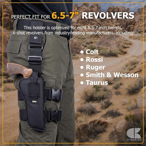 Nylon Thigh Holster with 6 Ammo Loops for Most 6.5-7" 6-Shot Revolvers by OUTBAGS USA in Kuwait