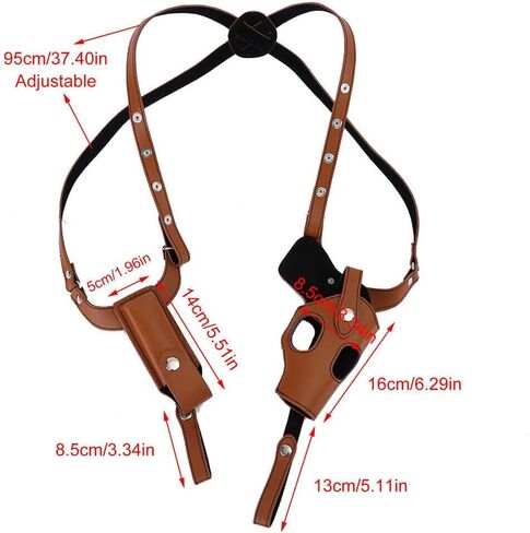 Brown Dual Gun Shoulder Holster,Leather Concealed Gun Pouch with Adjustable Strap for Height 67.7 inches-72.8 inches Christmas Festival Gift Cosplay in Saudi Arabia
