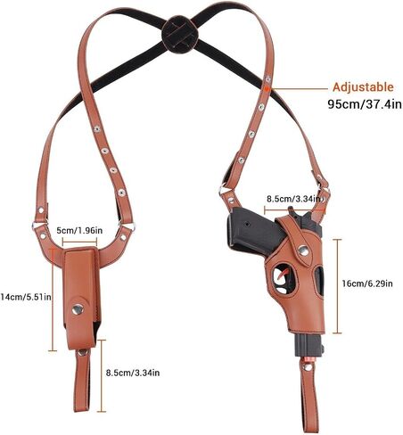 Brown Dual Gun Shoulder Holster,Leather Concealed Gun Pouch with Adjustable Strap for Height 67.7 inches-72.8 inches Christmas Festival Gift Cosplay in Saudi Arabia