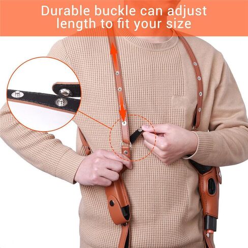 Brown Dual Gun Shoulder Holster,Leather Concealed Gun Pouch with Adjustable Strap for Height 67.7 inches-72.8 inches Christmas Festival Gift Cosplay in Saudi Arabia