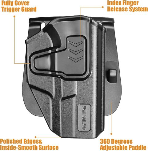 WARRIORLAND Level II Index-Finger Release Holster, Compatible with Glock 19 Gen 3–6 & 23/32 Gen3–4 & 19X / 44/45 & MOS (No Red-Dot), 360° Adjustable Cant, OWB Paddle Holster Fits 1.5" /1.75" Belts in Saudi Arabia