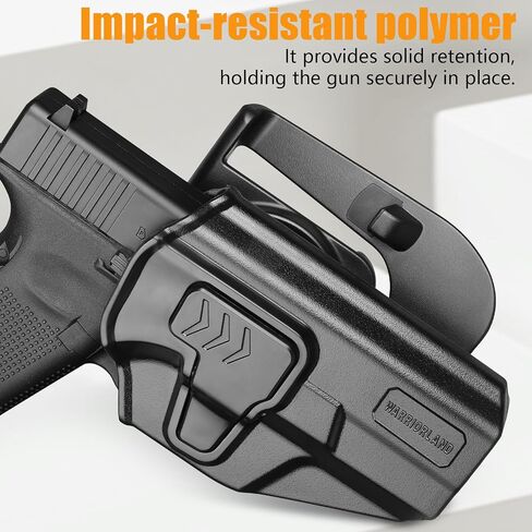 WARRIORLAND Level II Index-Finger Release Holster, Compatible with Glock 19 Gen 3–6 & 23/32 Gen3–4 & 19X / 44/45 & MOS (No Red-Dot), 360° Adjustable Cant, OWB Paddle Holster Fits 1.5" /1.75" Belts in Saudi Arabia