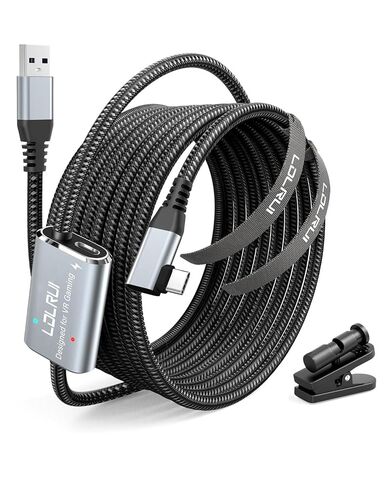 LDLrui VR Link Cable 16FT (5M), PD3.0 Fast Charging-Unlimited Playtime, USB 3.0 to USB-C 5Gbps, for Meta Quest 3/2/Pro & Pico 4, PC VR Cable with Clip, Steam VR & Oculus Compatible in Saudi Arabia