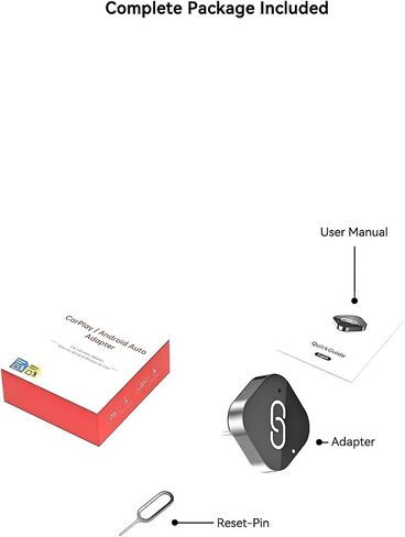 USB-C Wireless CarPlay & Android Auto Adapter, Plug-in Dongle Converts Factory Wired CarPlay/Android Auto to Wireless in Kuwait