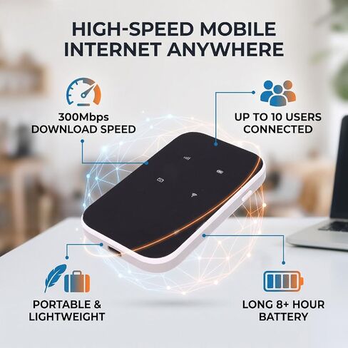 4G LTE Mobile Hotspot, 300Mbps, 2100mAh, 10 Users in Saudi Arabia