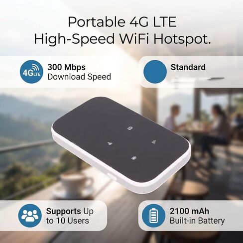 4G LTE Mobile Hotspot, 300Mbps, 2100mAh, 10 Users in Saudi Arabia