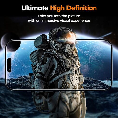 TAURI 2 Pack for iPhone 15/iPhone 15 Pro Screen Protector Tempered Glass, Sensor Protection, Dynamic Island Compatible, Case Friendly, 6.1" in Saudi Arabia