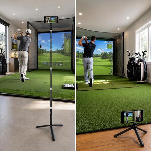 Golf Tripod & Monopod Golf Swing Phone Holder 47" Aluminum Alloy Selfie Stick for Golf Training Aid 7.8" Stainless Steel Ground Spike 12" Detachable Tripod, Indoor Outdoor, Fits Phone Camera GoPro in Saudi Arabia