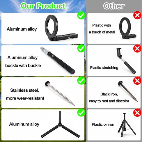 Golf Tripod & Monopod Golf Swing Phone Holder 47" Aluminum Alloy Selfie Stick for Golf Training Aid 7.8" Stainless Steel Ground Spike 12" Detachable Tripod, Indoor Outdoor, Fits Phone Camera GoPro in Saudi Arabia