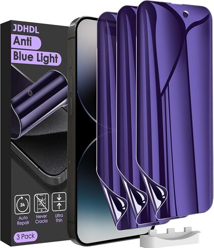 [3 Pack for iPhone 15 Pro Max Privacy Screen Protector (NOT Glass), [Anti-Spy][Anti Blue Light] Soft Hydrogel Film Screen Protector for iPhone 15 Pro Max/15 Plus - Purple in Saudi Arabia