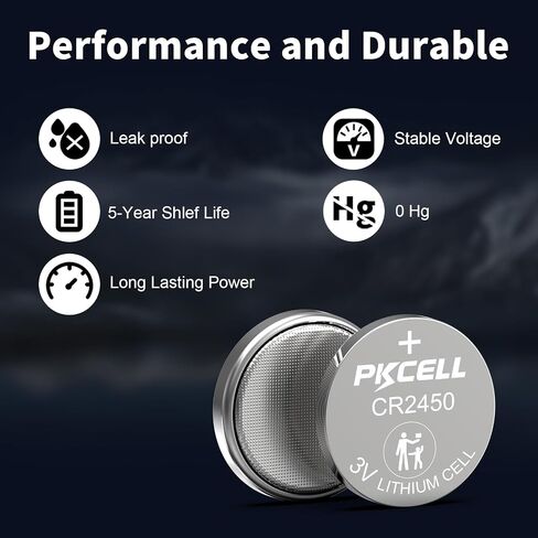PKCELL 10 حزمة بطارية CR2450 بطارية ليثيوم CR2450 3V in Kuwait