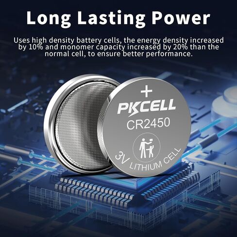 PKCELL 10 حزمة بطارية CR2450 بطارية ليثيوم CR2450 3V in Kuwait