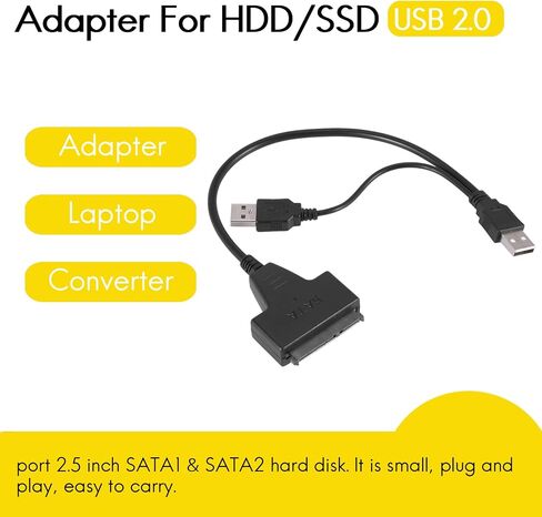 USB 2.0 to SATA Adapter for 2.5/3.5 Inch HDD SSD Desktop Laptop in Saudi Arabia