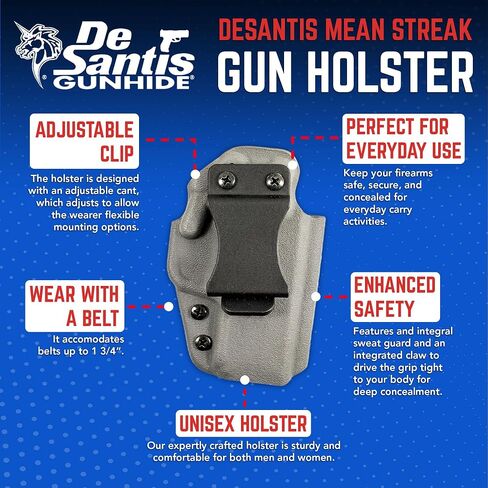 Desantis Mean Streak IWB Holster for Men & Women - Right Hand, Pewter Gray in Saudi Arabia