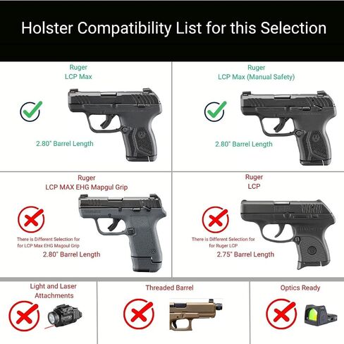 CYA Supply Co. Base IWB Concealed Carry Holster Veteran Owned Made in USA - Fits Ruger LCP MAX in Saudi Arabia