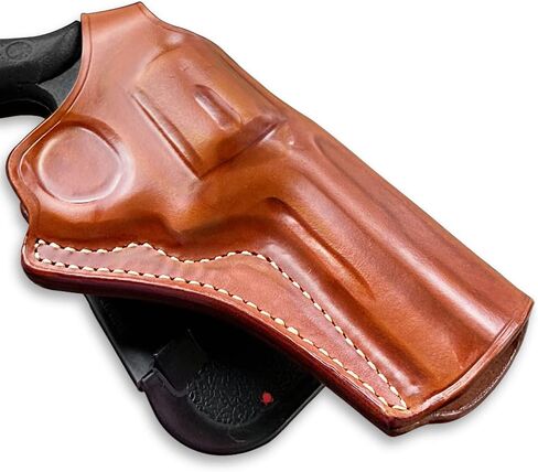 Masc OWB Leather Paddle Holster with Thumb Break, Fits .38 Special Model 10 K Frame 4-inch, R/H Draw Brown Color #1057# in Saudi Arabia